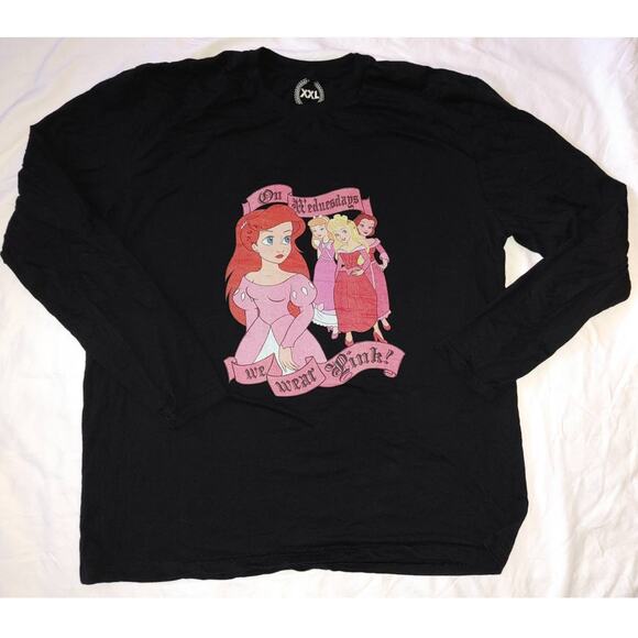 Disney Princess Mean Girls Mashup Black Long Sleeve T-Shirt Men's Unisex Sz 2XL - Picture 1 of 4